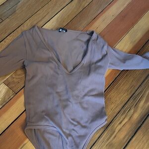 Zara Women's Ribbed Bodysuit in Brown